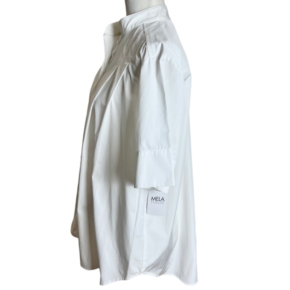 Mela Purdie SS Tuck Shirt White Button Down Blouse Size Medium relaxed - Picture 7 of 16